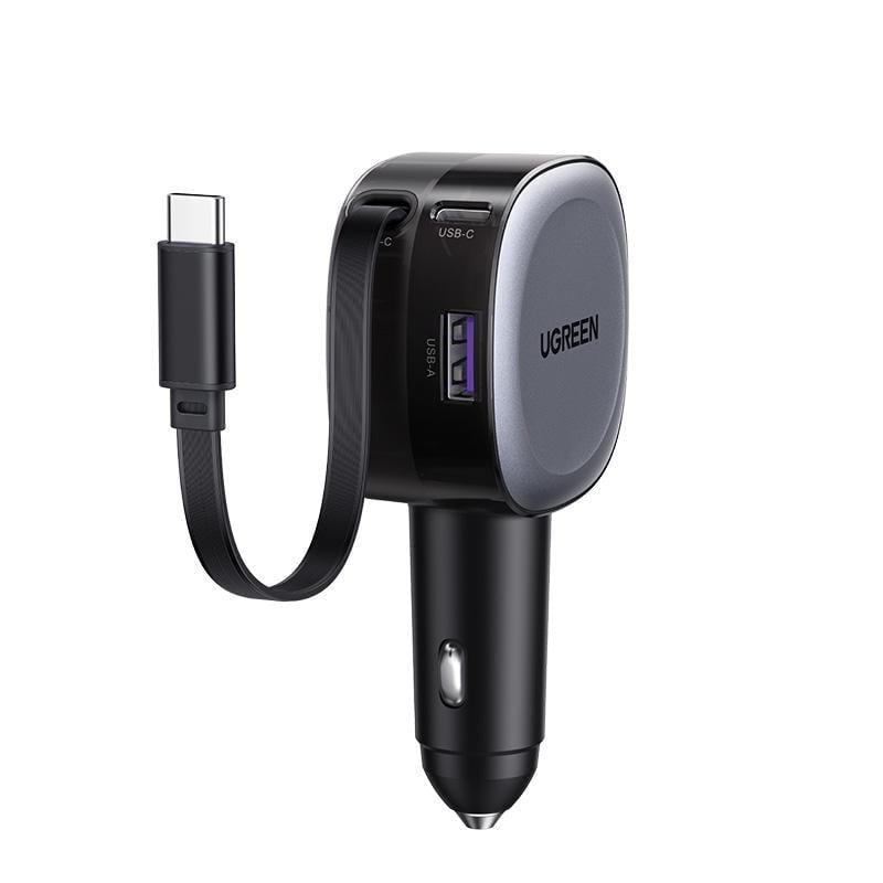 Зарядное устройство автомобильное UGREEN EC601 75 Вт/кабель 75 см Черный (55653)