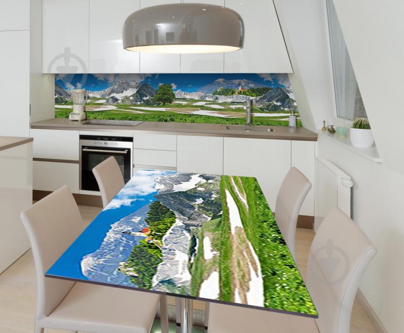 Наклейка 3Д виниловая на стол Zatarga «Долины гор» 600х1200 мм для домов, квартир, столов, кофейн, кафе