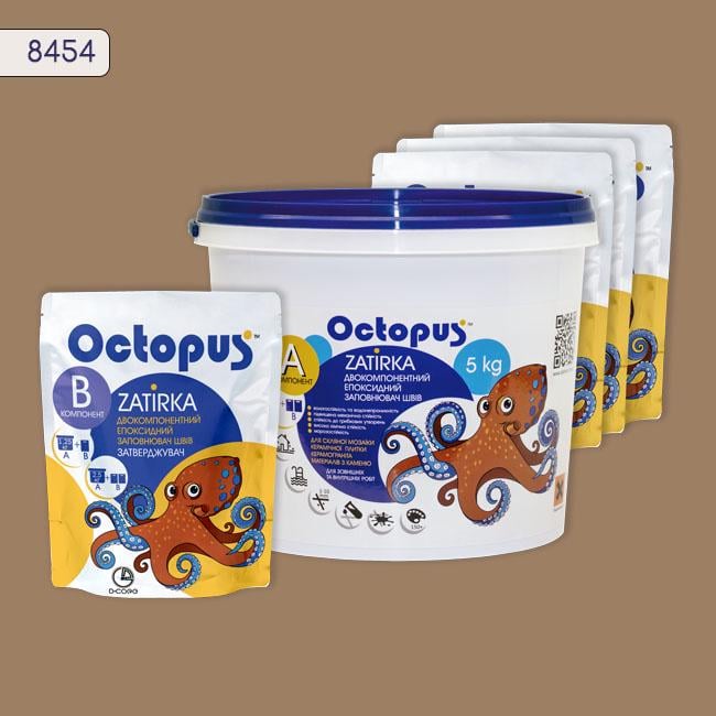 Фуга двокомпонентна епоксидна для плитки і мозаїки Octopus 5 кг 8454 (8454-5)