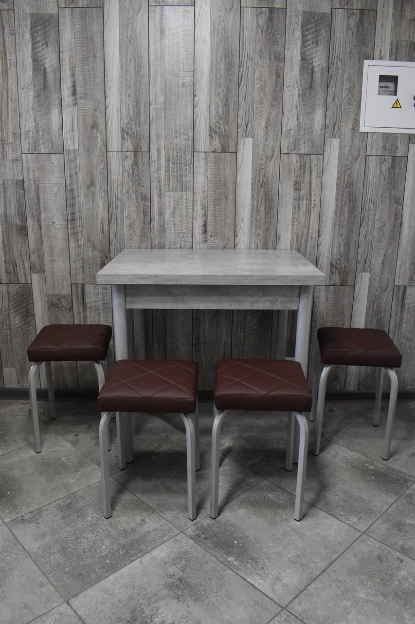 Кухонний комплект Оскар стіл розкладний/табурети 4 шт. Tutti Lux 60х80/80х120х75 см Світлий Бетон/Коричневий (28375127)