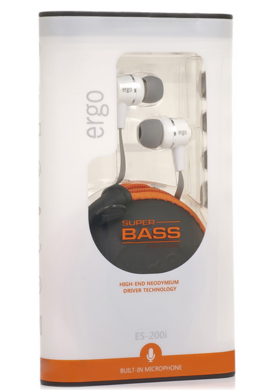 Вакуумные наушники гарнитура Ergo ES-200I superbass 3,5 мм Серый (766769)