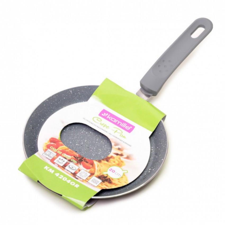 Сковорода Kamille КМ-4204GR из алюминия с гранитным покрытием 20 см