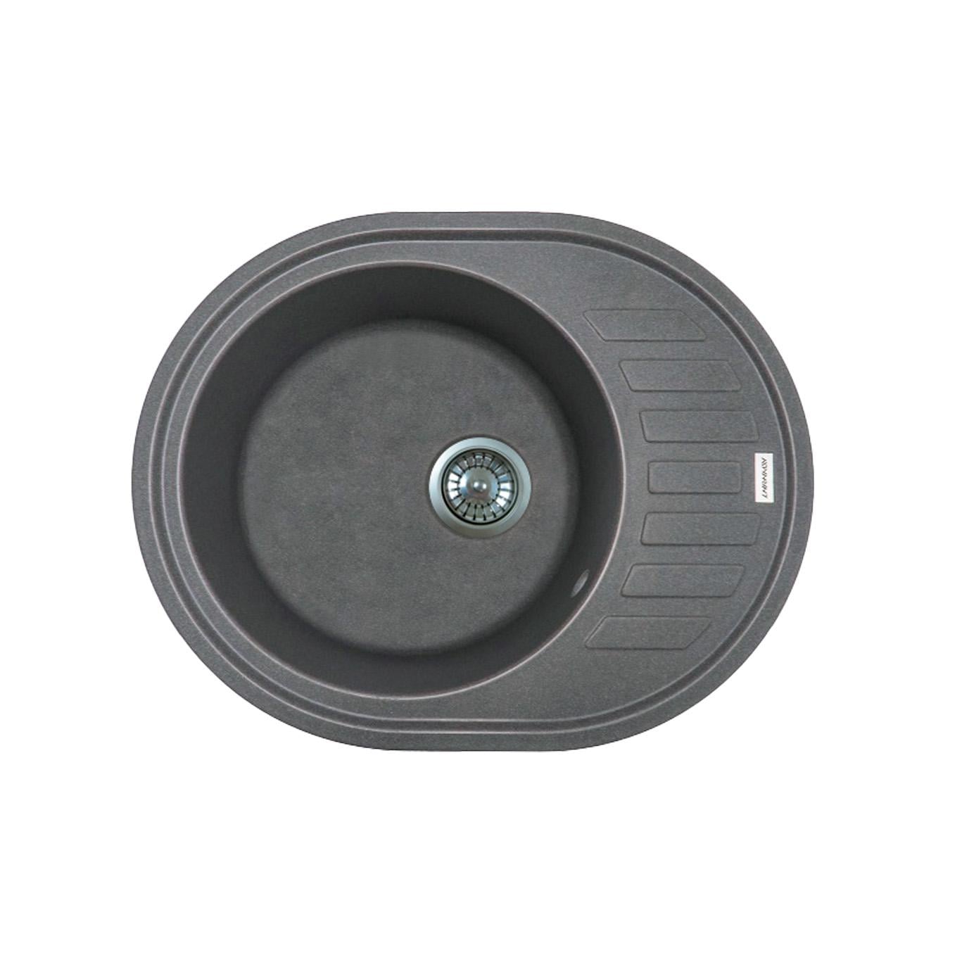 Мойка кухонная с крылом Adamant Ovum 615x495x200 мм искусственный камень врезная Серый (1824296100404) Мойка кухонная с крылом Adamant Ovum 615x495x200 мм искусственный камень врезная Серый (1824296100404)