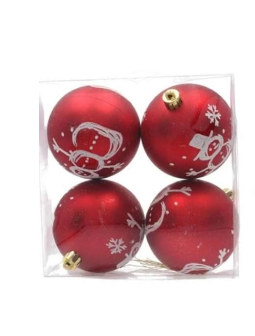 Набір куль пластикових новорічних 4 шт. D-8 см Червоний (43153)