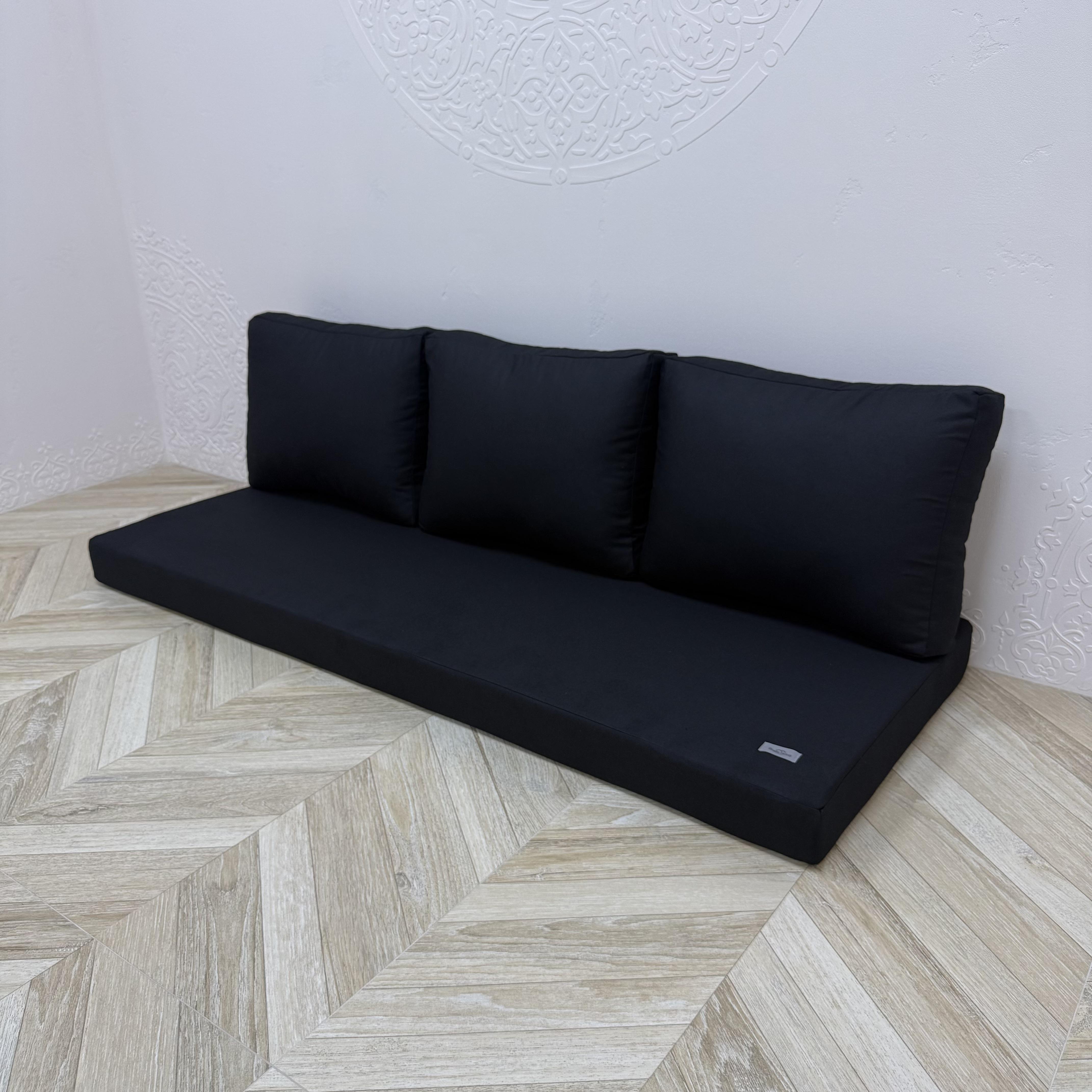 Комплект матрас с подушками Comfort Home на поддоны/качели/каркасы/садовую мебель 160х60х40х8 см Black