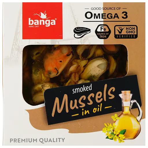 Мідії Banga Smoked Mussels in oil копчені в олії 120 г