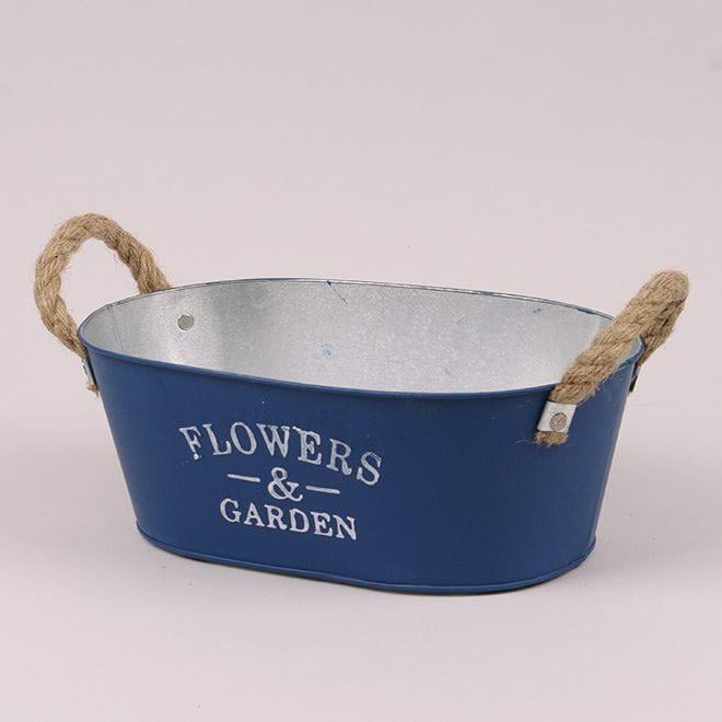 Кашпо металлическое Flora Flowers & Garden овальное Синий (39368)