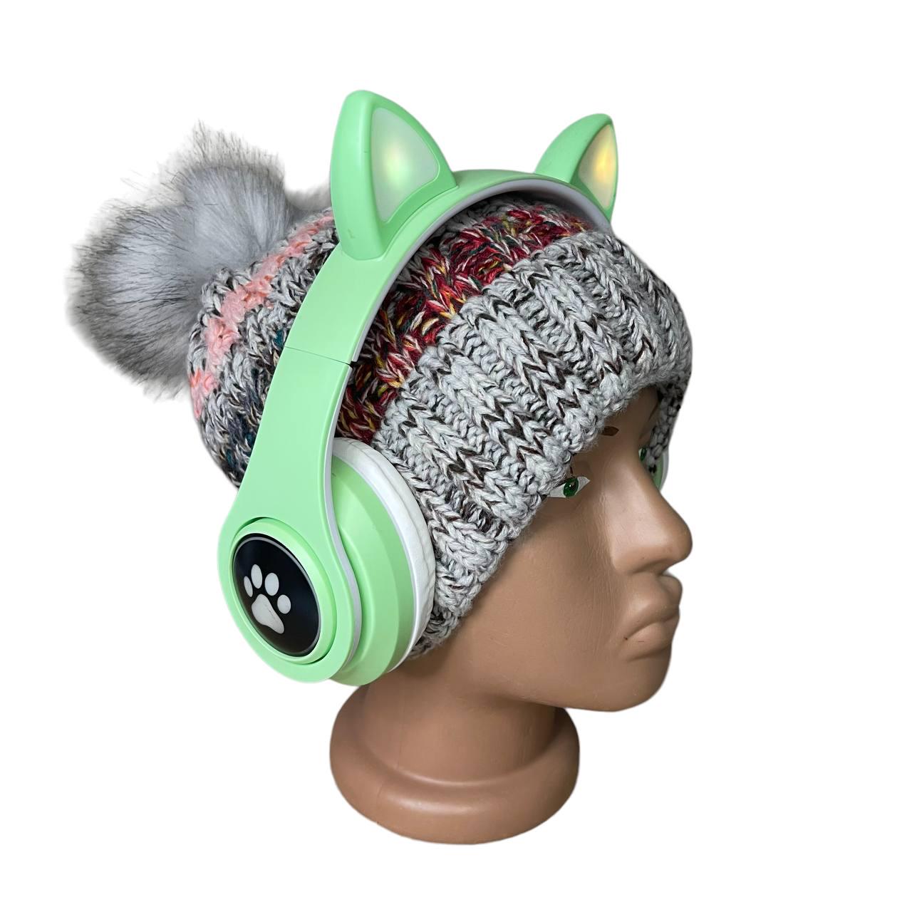 Наушники с ушками Cat Ear В39М беспроводные с подсветкой/FM-радио/MicroSD/Bluetooth Мятный (262363253) - фото 13