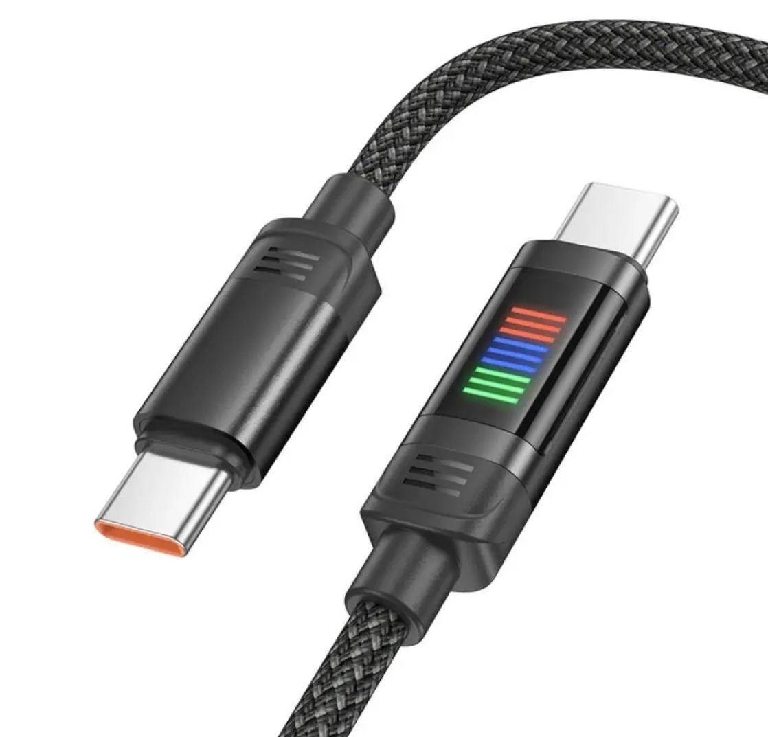 Кабель с индикатором Hoco U126 Type-C to Type-C PD 100W 1,2 м Black (2453819460)
