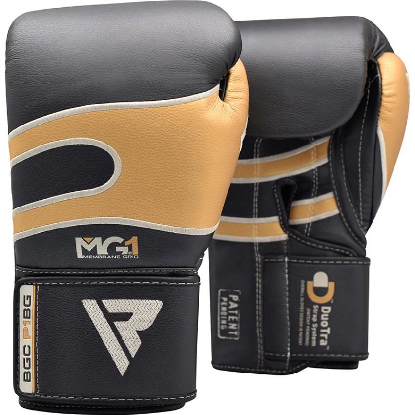 Боксерские перчатки RDX Quad Kore Leather 14 унций Black/Gold