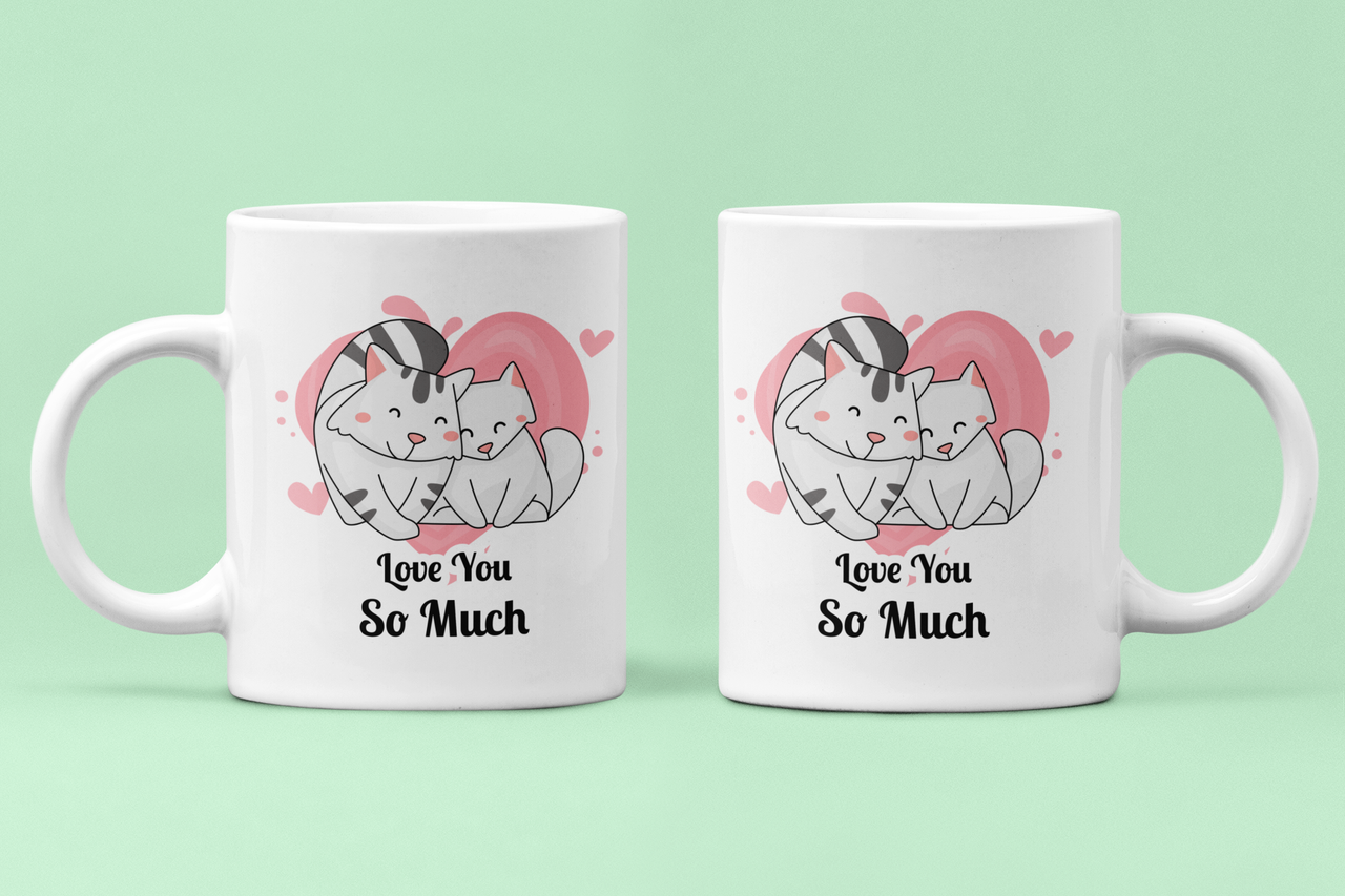 Чашки парні "Love you so Much" Котики для закоханих 330 мл Білий (ВЛ224Ч) Чашки парні "Love you so Much" Котики для закоханих 330 мл Білий (ВЛ224Ч)