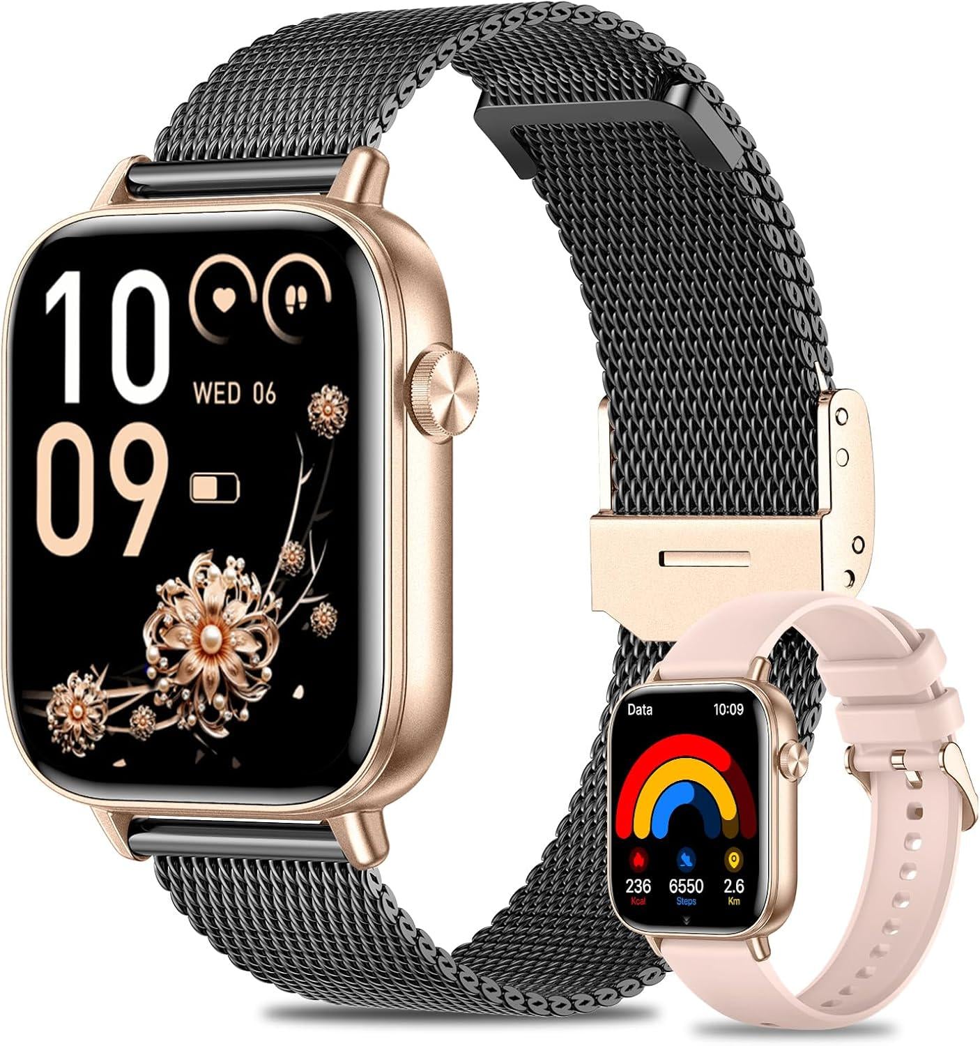 Смарт-часы женские Fitonme F128 Bluetooth-звонки IP68 и дополнительный ремешок Silver (31777873)