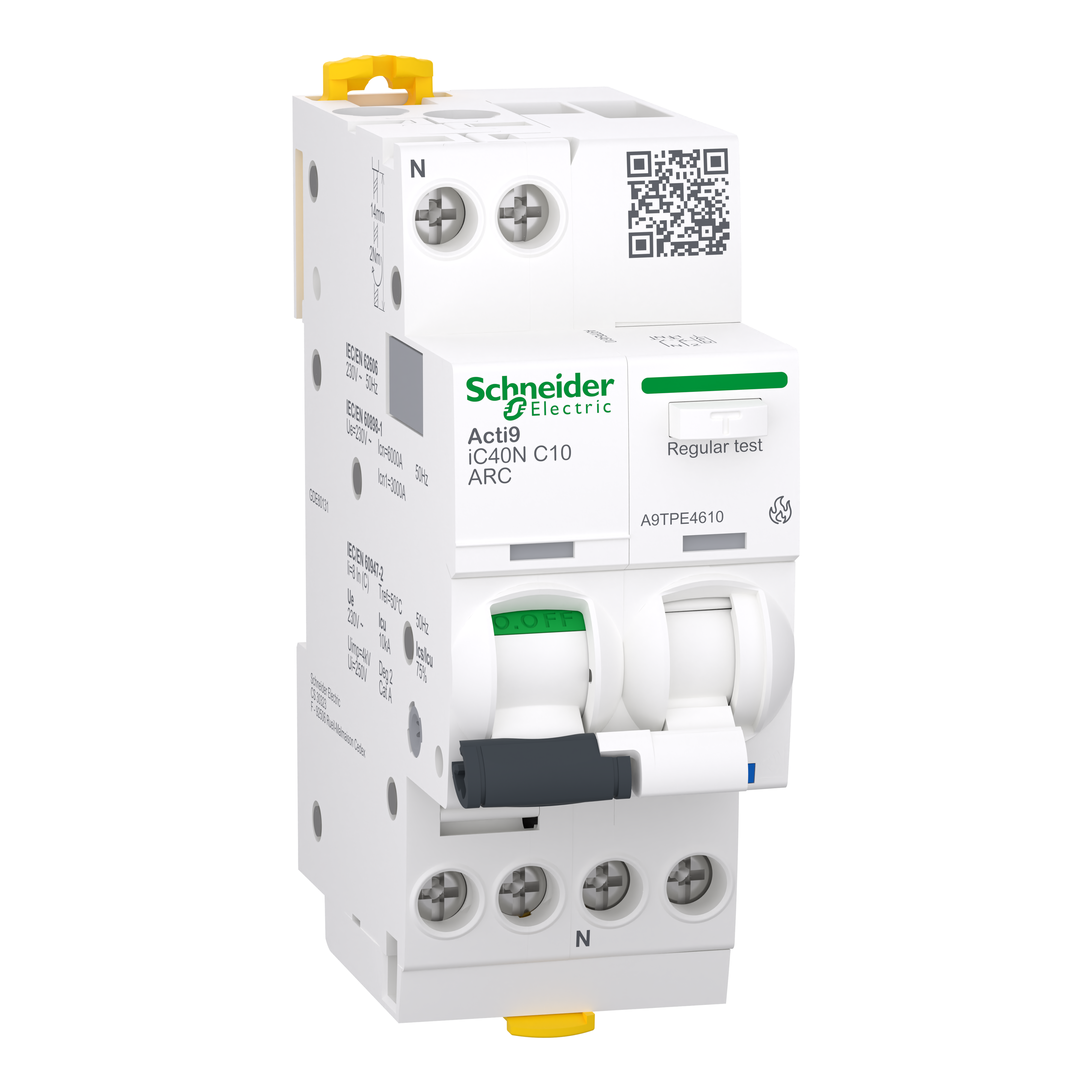 Пристрій захисту від дугового пробою Schneider Electric iC40N ARC 1P+N 10A 6кА C (A9TPE4610)