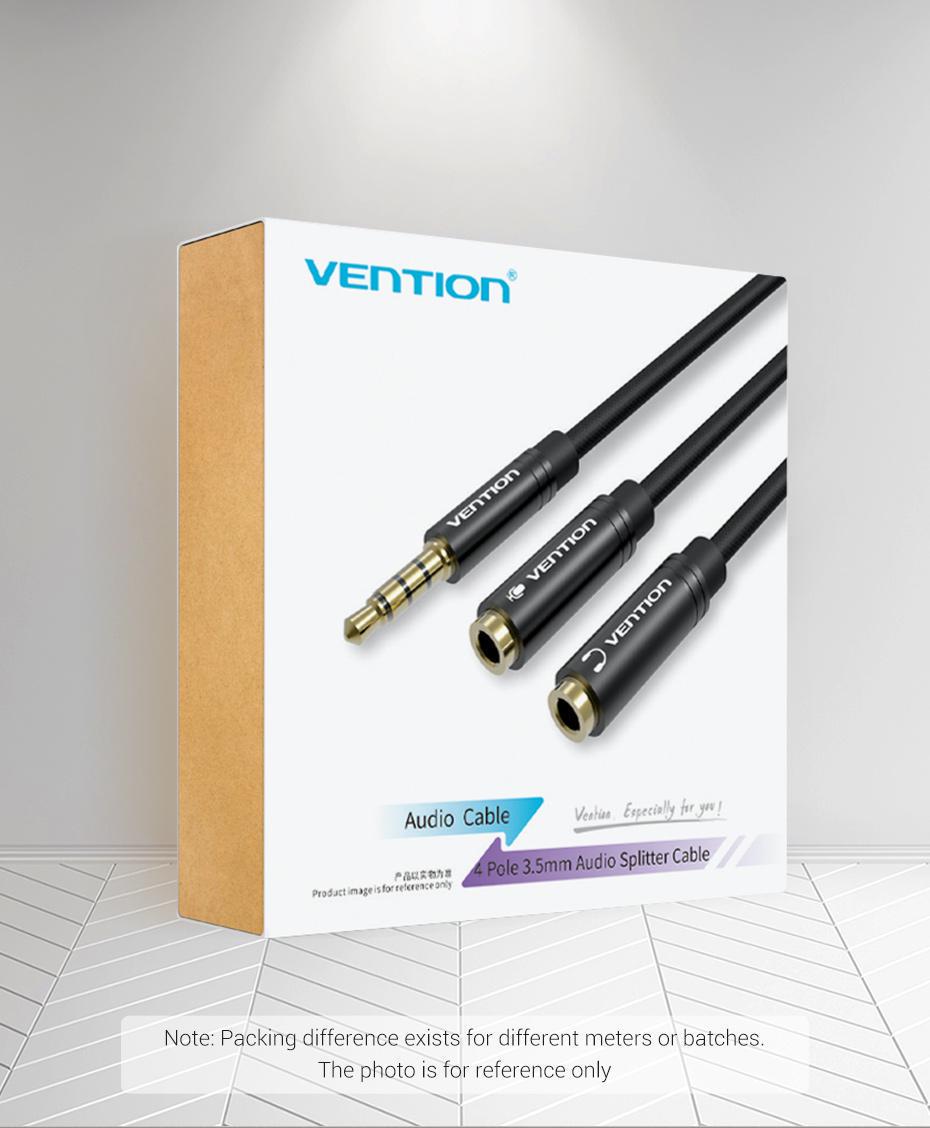 Перехідник Vention 3.5 мм minijack-2х3.5 мм/minijack AUX 4-піновий нейлонове обплетення TRRS 0,3 м Чорний (BBMBY) - фото 13 Перехідник Vention 3.5 мм minijack-2х3.5 мм/minijack AUX 4-піновий нейлонове обплетення TRRS 0,3 м Чорний (BBMBY) - фото 13