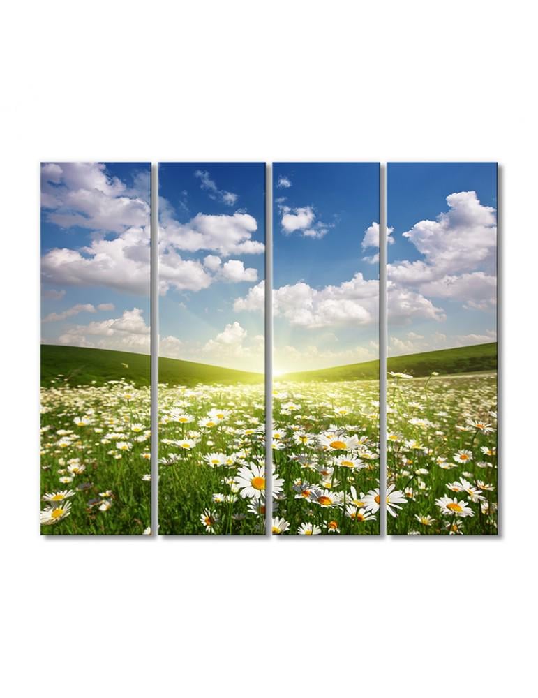 Картина модульная Ромашковое поле 4 модуля 70x105 см