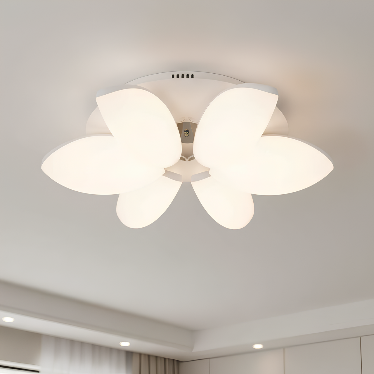 Люстра светодиодная Sirius 180W на шесть фигурных плафонов 3000-6500K с пультом Белый (N 7017-6)