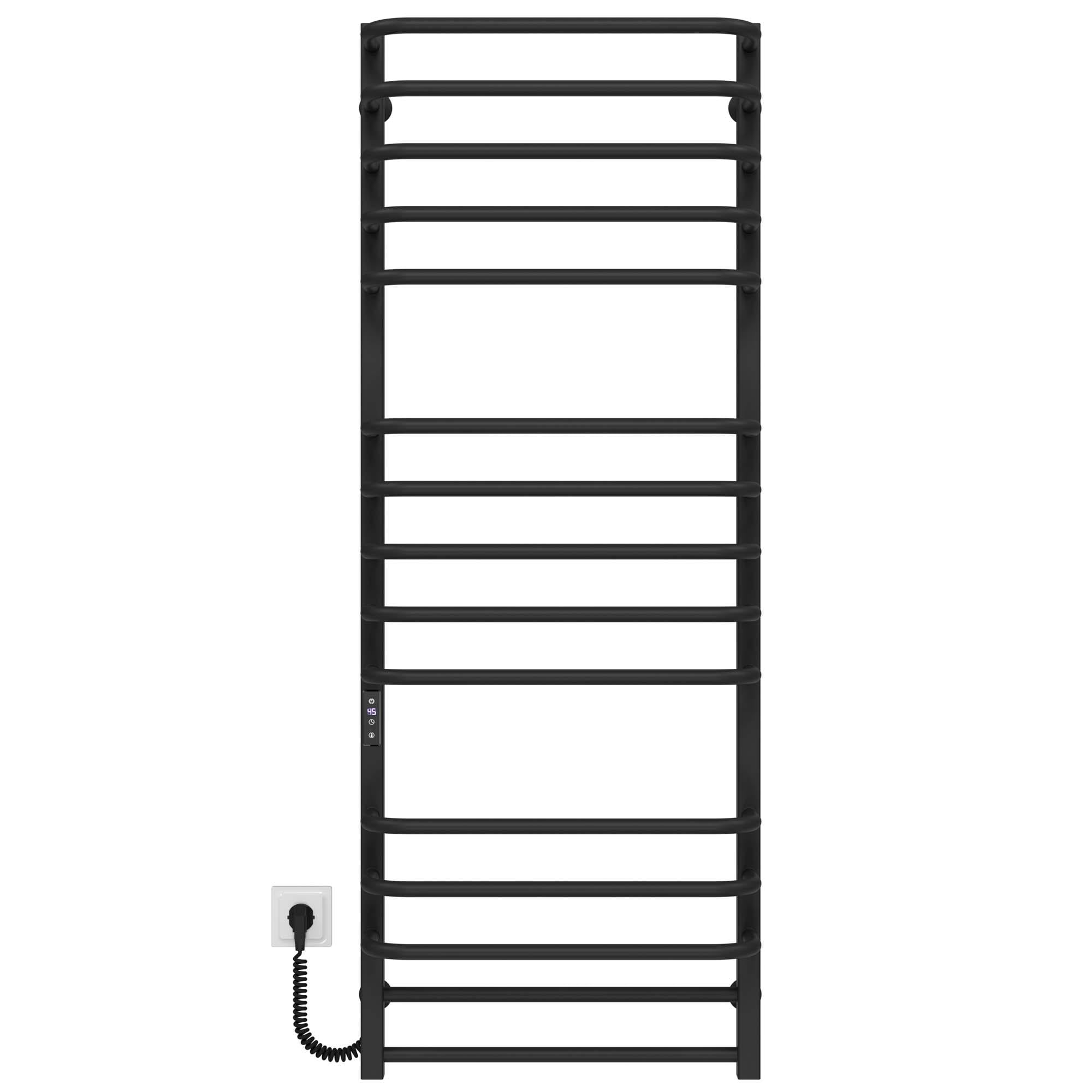 Полотенцесушитель электрический Deffi Lux П15 JD04 нержавеющая сталь 600х1400 мм Черный (A.LU.140.60.15.EBL2)