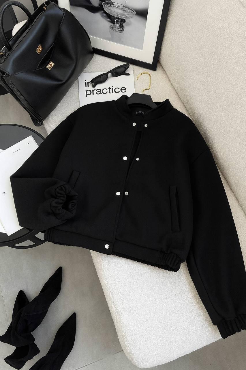 Пальто-бомбер жіночий р. 42-46 Чорний (2735241715) - фото 3