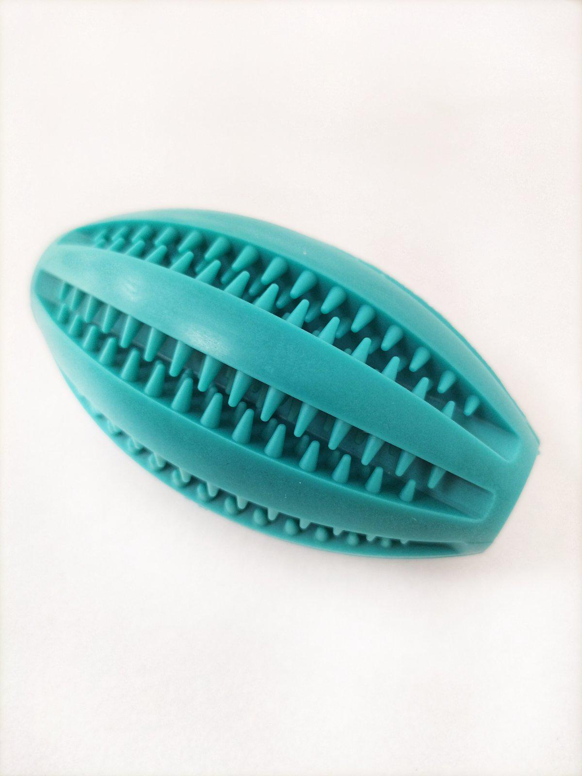 М'яч для собак TPR овальний із зубцямиу формі регбі 9 см Бірюзовий (ІГ-ТПР003Б)