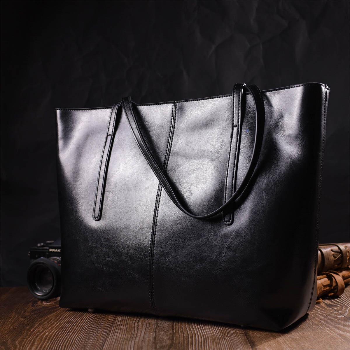 Сумка-шоппер Vintage Bag 22095 з натуральної шкіри Чорний - фото 8