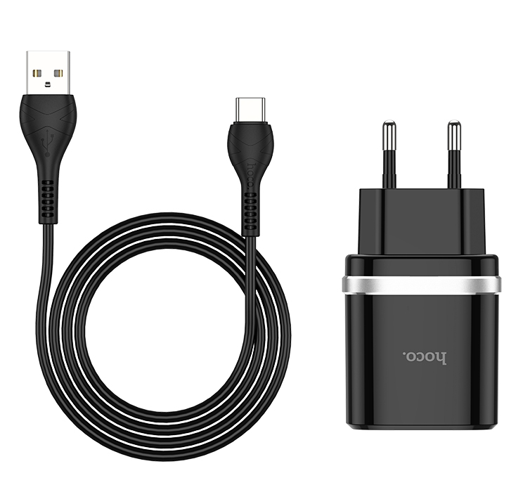 Адаптер мережний Hoco Type-C cable Smart FCP/AFC C12Q 1USB 3 A 18 W QC3.0 Black (548865)