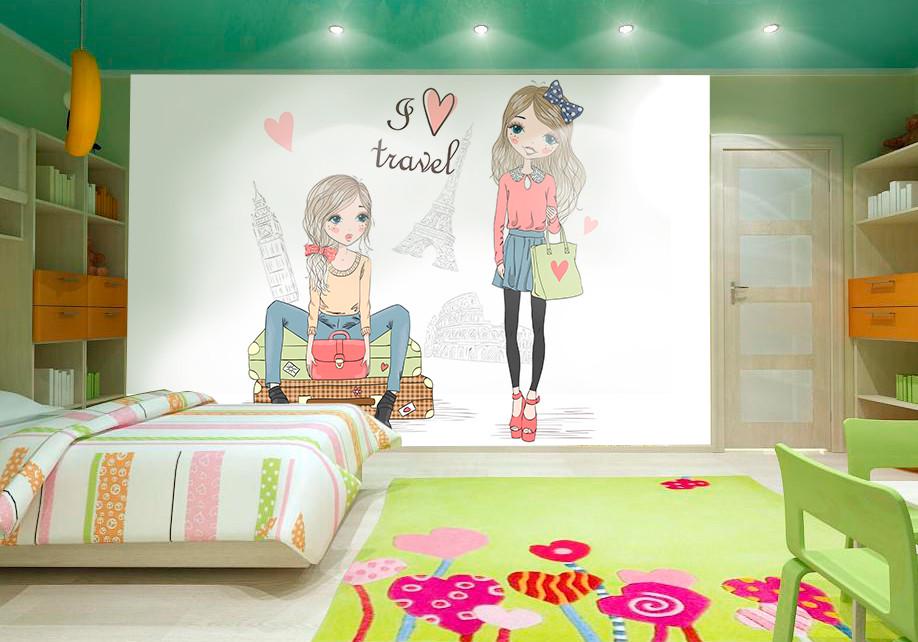 Фотообои 3D для детской комнаты Модницы
