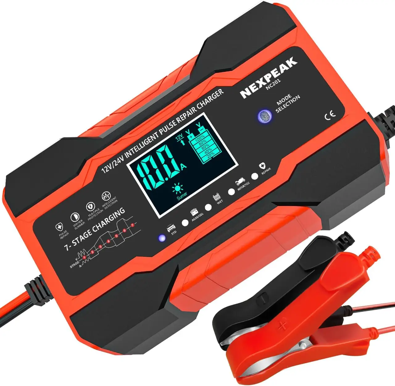 Зарядное устройство nexpeak nc201 10-амперное для автомобильного аккумулятора