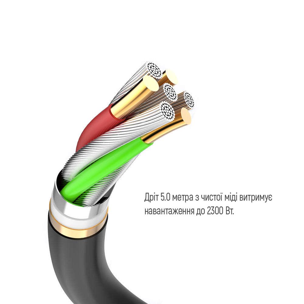 Удлинитель-фильтр сетевой СolorWay 4 розетки/2USB-A/1 TYPE-C 24W 5 м Black (CW-CHE435PDB) - фото 3