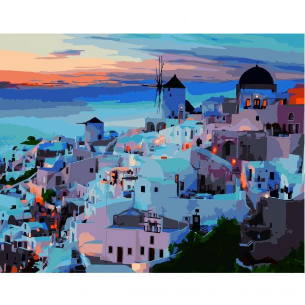 Картина по номерам Strateg Вечерний Санторини 40х50 см термопакет (VA-2740)