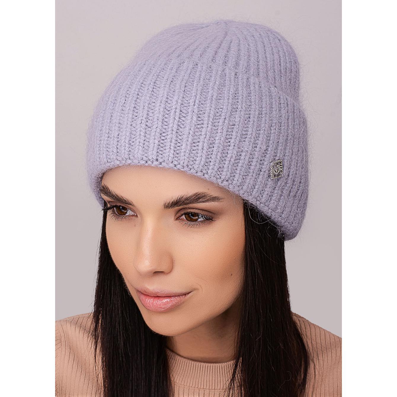 Шапка женская ангоровая без подкладки с отворотом Leks КОМФОРТ One size Металл (273026)