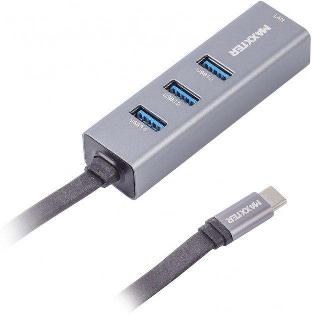 Концентратор USB-хаб Maxxter NECH-3P-02 Gray