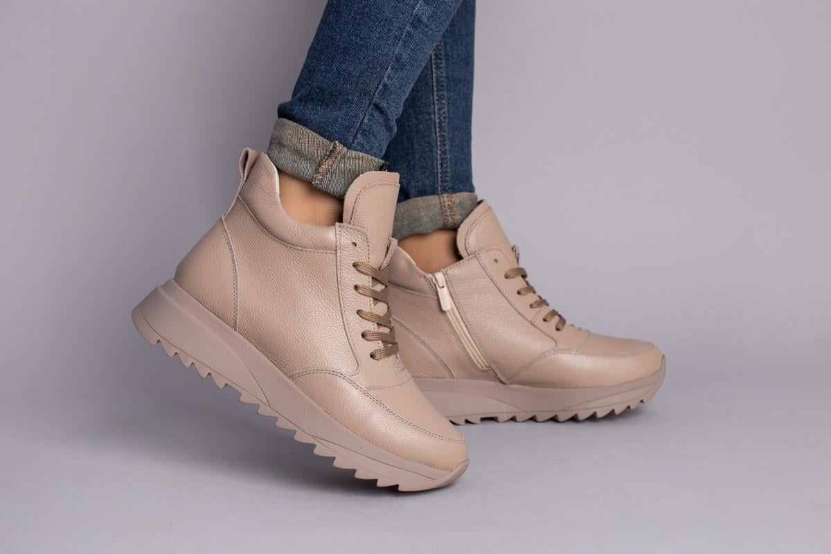 Кроссовки женские кожа флотар на меху р. 39 Бежевый (9417-1з/39)