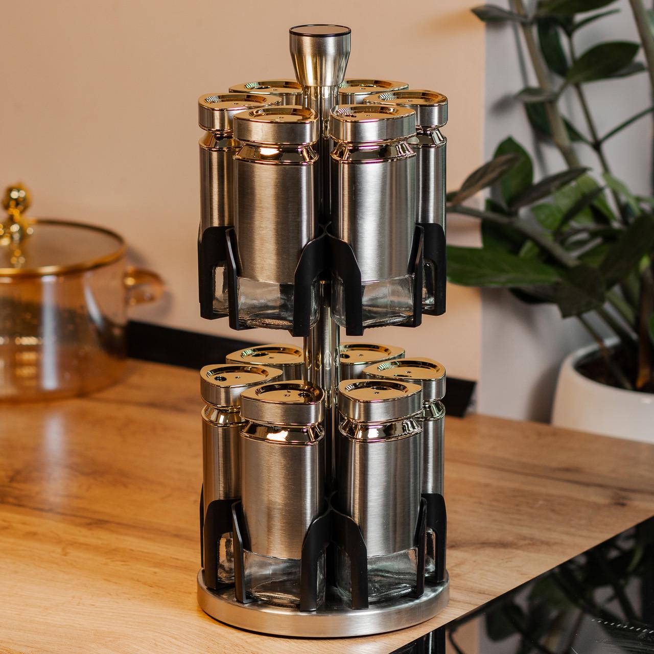 Набір баночок для спецій на підставці карусель 12 шт. 120 мл - фото 6