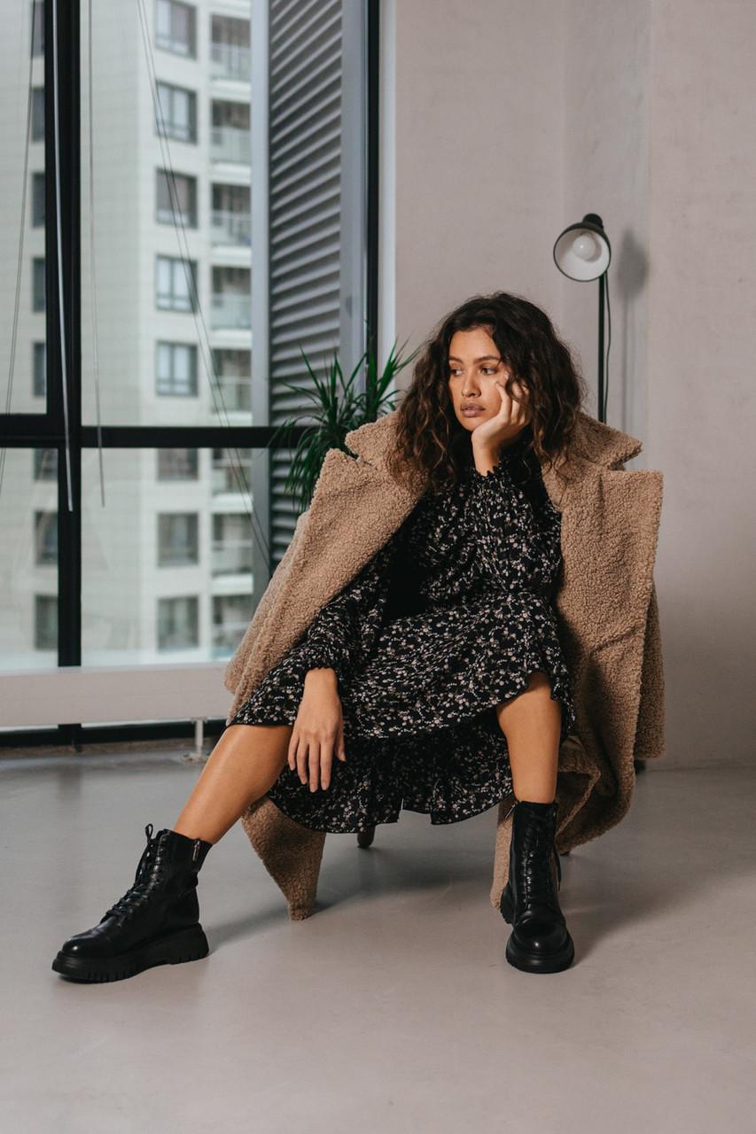 Пальто-шуба Seventeen из эко-букле S-M Кофейный - фото 7