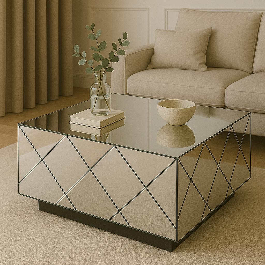 Стол зеркальный Фердинанд 800х800х450 мм Антрацитовый