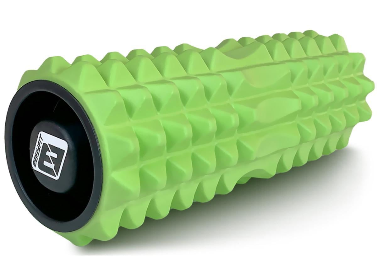 Массажный ролик EasyFit Grid Roller v.1.2 с заглушками с двух сторон 33 см Салатовый (EF-2022a-GN)