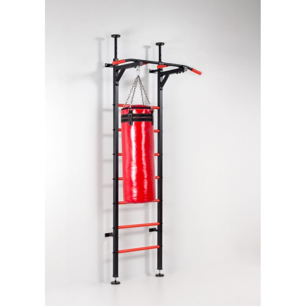 Шведская стенка Торнадо для взрослых спортивная металлическая для дома, квартиры с турником 285х66 см White-red
