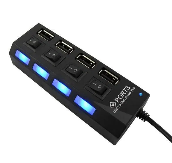 USB Hub hi-speed Digital Lion с переключателем P-4 Черный - фото 2
