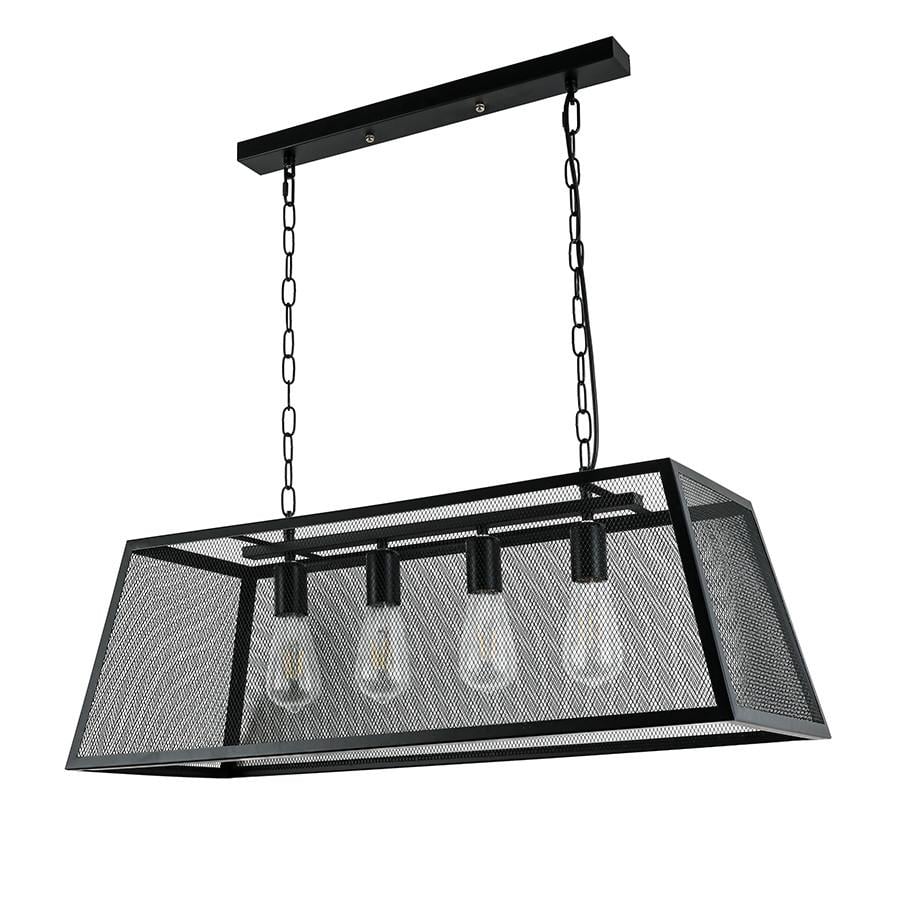 Підвісний світильник 909XL1036-4 BK з чорним корпусом у сітку під чотири лампи