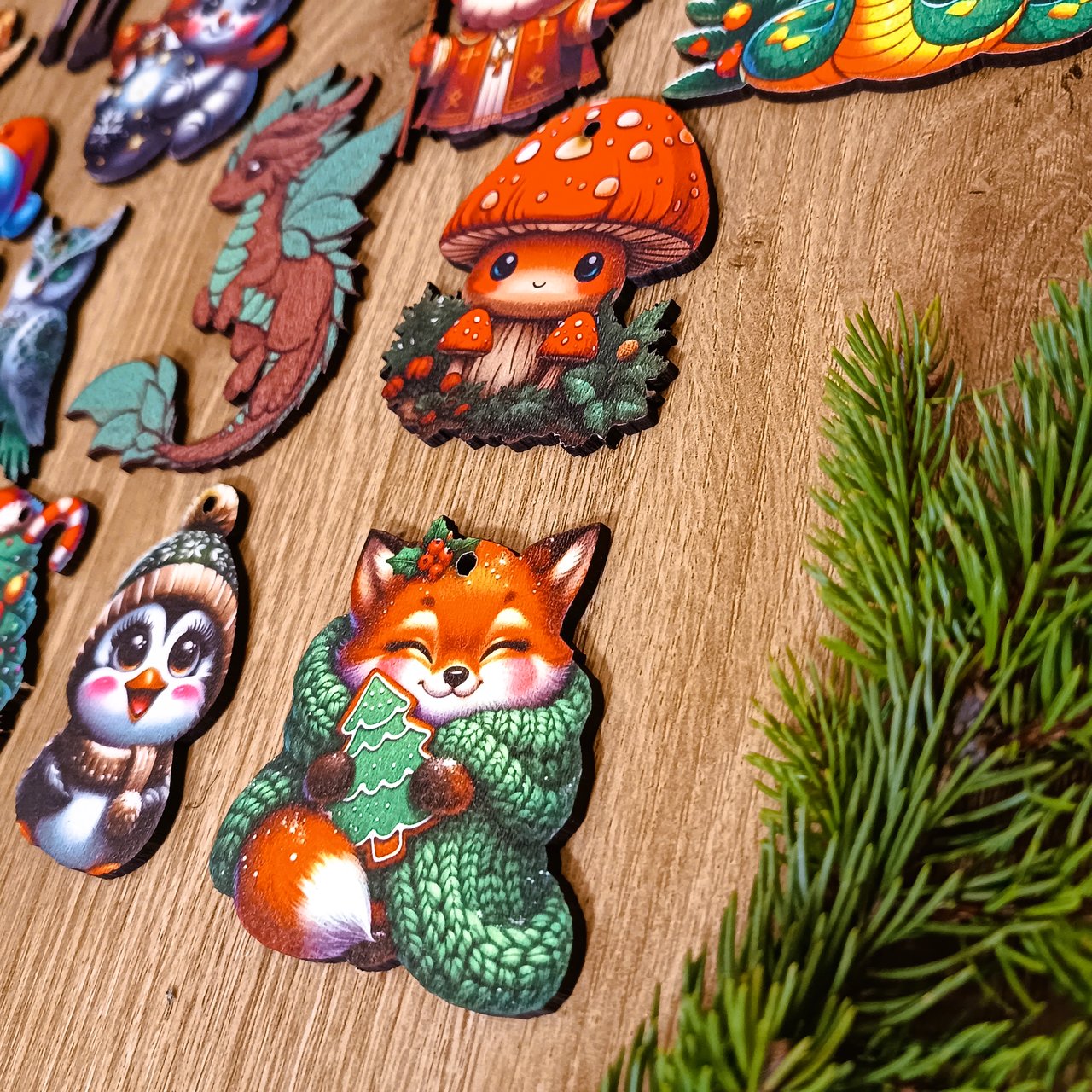 Подарочный набор деревянных эко-игрушек на елку Luxyart 20 шт. (DN-749) - фото 5 Подарочный набор деревянных эко-игрушек на елку Luxyart 20 шт. (DN-749) - фото 5