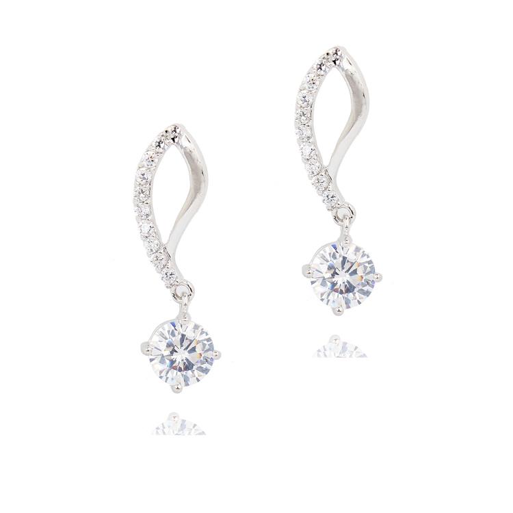 Сережки з цирконами Italina E13702 Білий