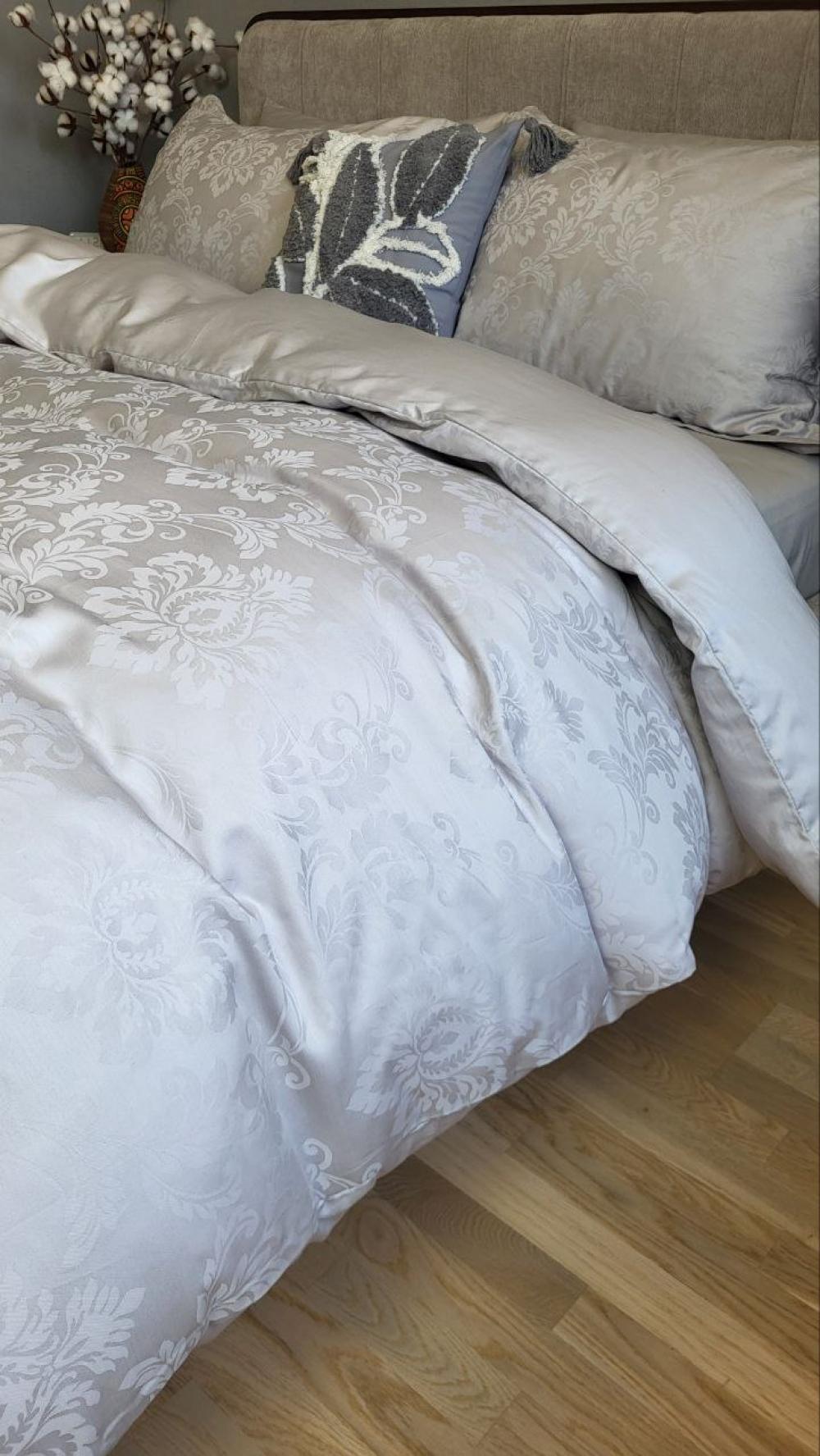 Комплект постельного белья Мир сатин жаккард Premium евро/наволочки 50х70/70х70 см Tiara Grey (6122) - фото 7 Комплект постельного белья Мир сатин жаккард Premium евро/наволочки 50х70/70х70 см Tiara Grey (6122) - фото 7