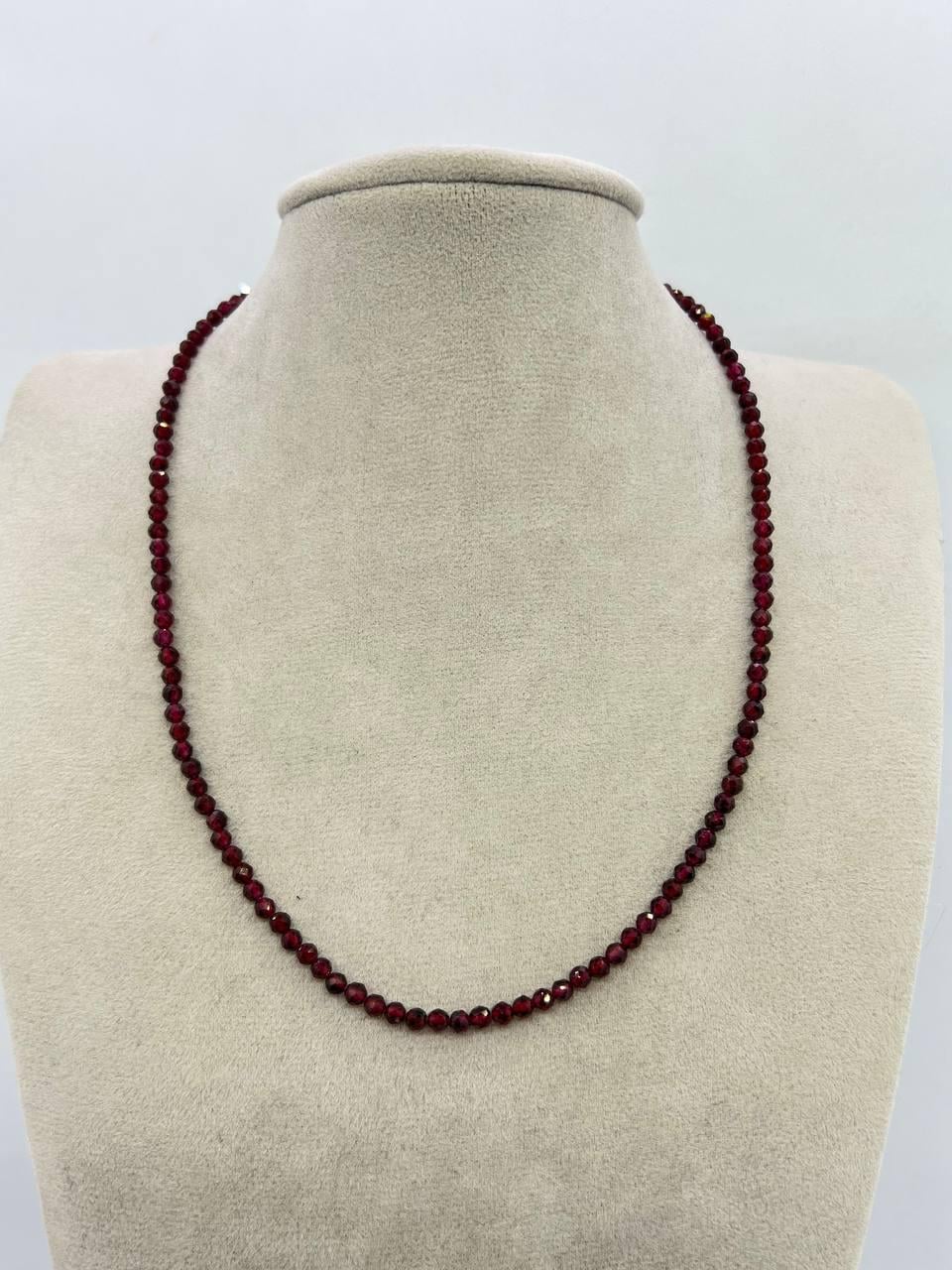 Бусы гранат 3 мм 48 см Бордовый (11343)