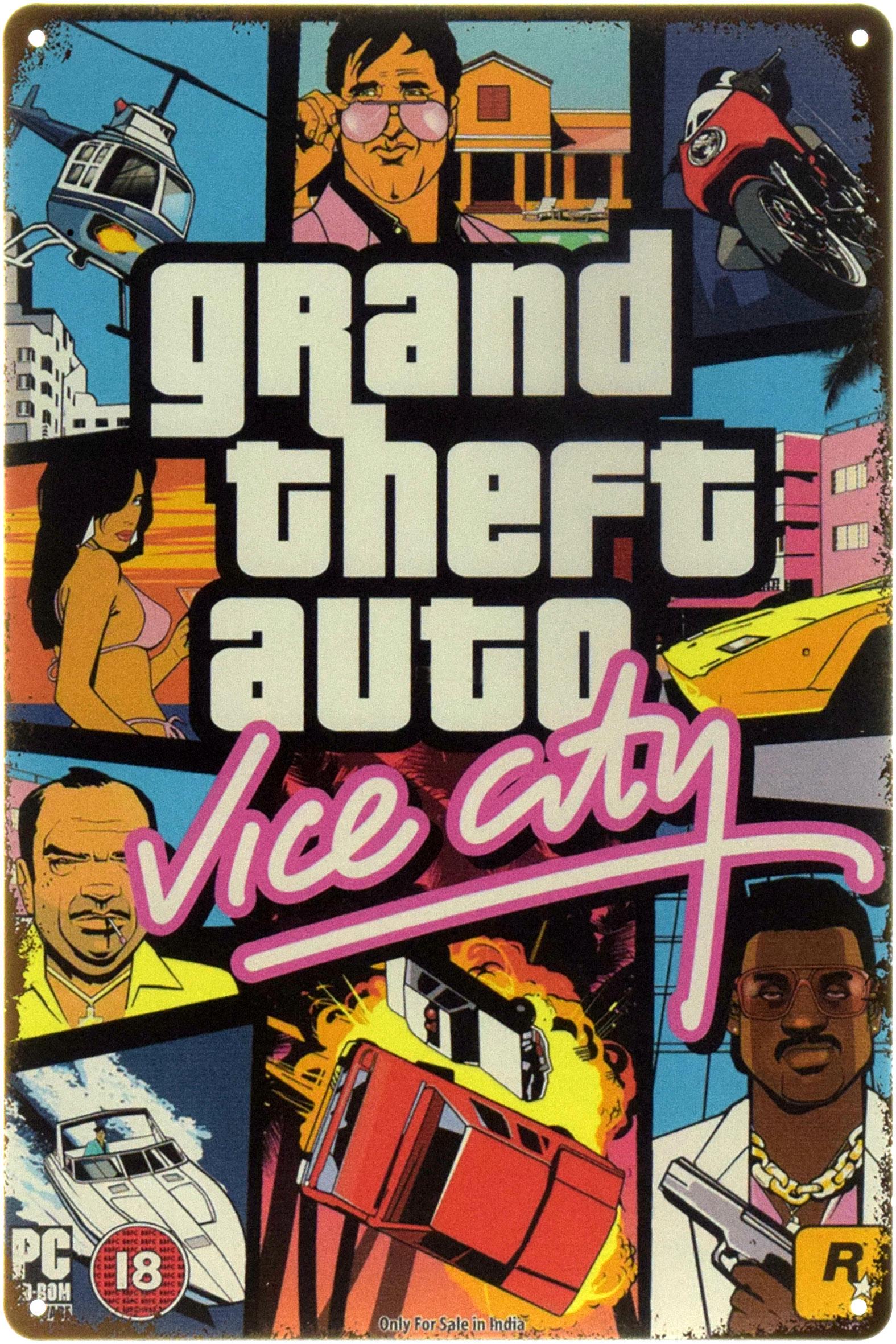 Табличка металева "GTA Vice City" 20x30 см (ms-104508)