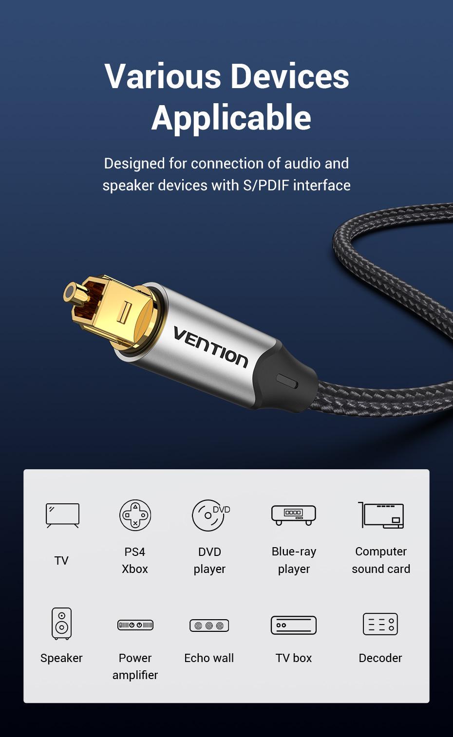 Кабель оптический Vention Toslink SPDIF Аудио нейлоновое оплетение 15 м Черный (BAVHN) - фото 8