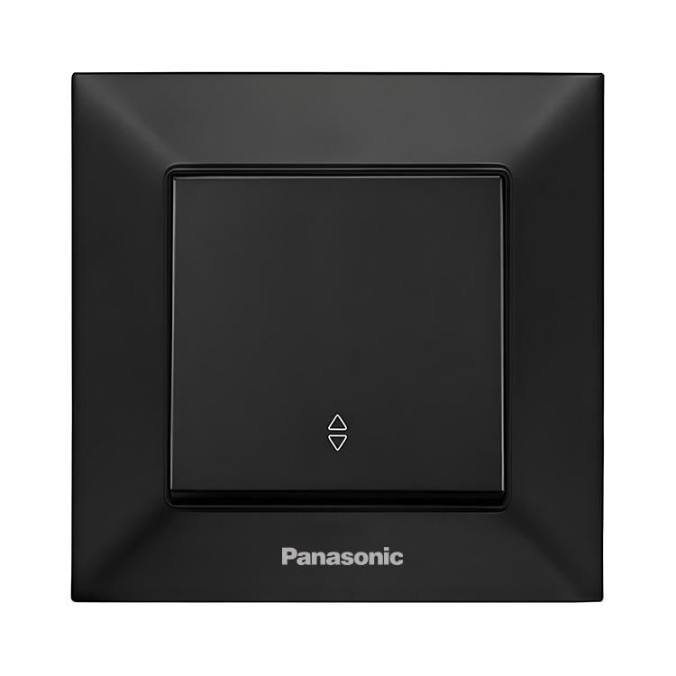 Выключатель одноклавишный проходной Panasonic Arkedia Slim Черный (WNTC0103-2BL)