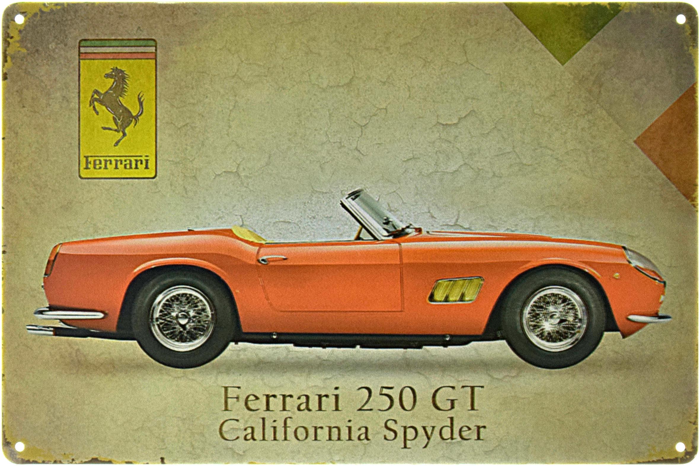 Табличка металлическая Ferrari 250 GT California Spyder 20x30 см