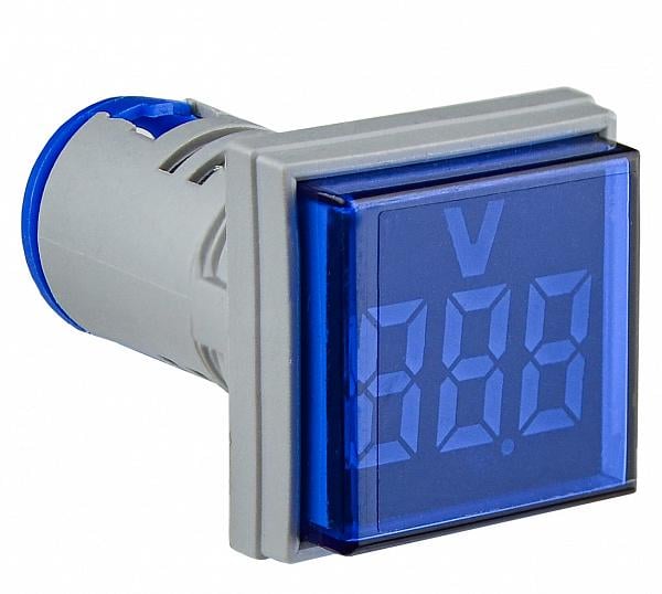 Вольтметр цифровой АСКО-УКРЕМ U-ADM-V 50-500V AC квадратный ø 22 мм Синий (A0190010141)