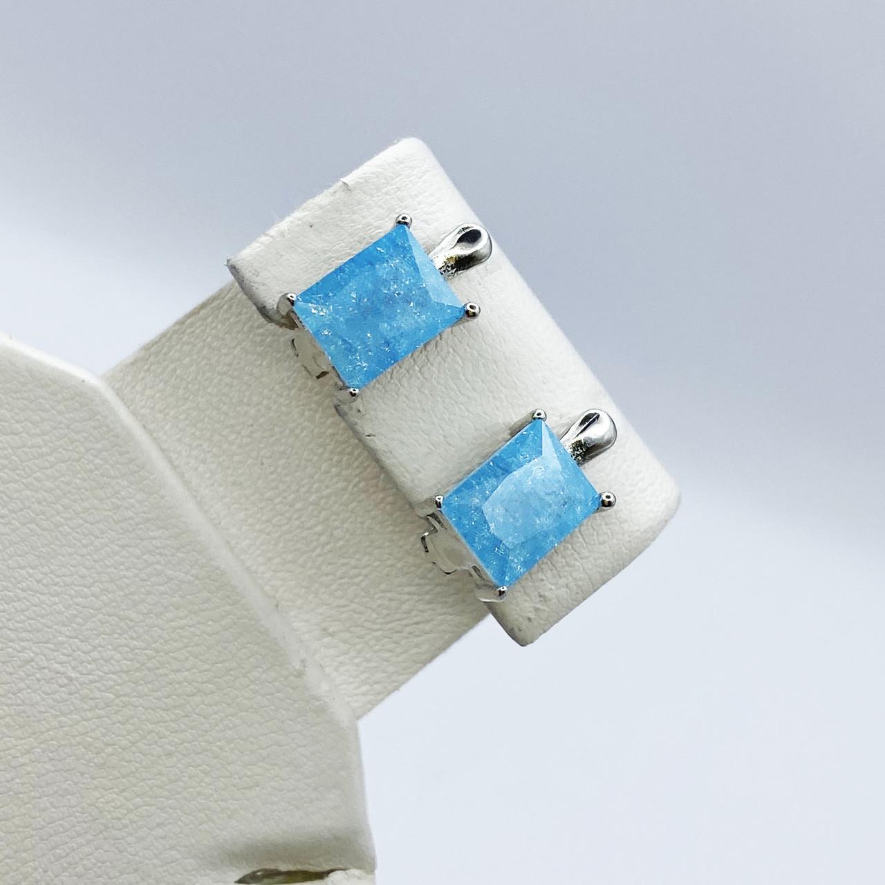 Серьги серебряные с аквамариновым кварцем 5,1 г (2172859277)