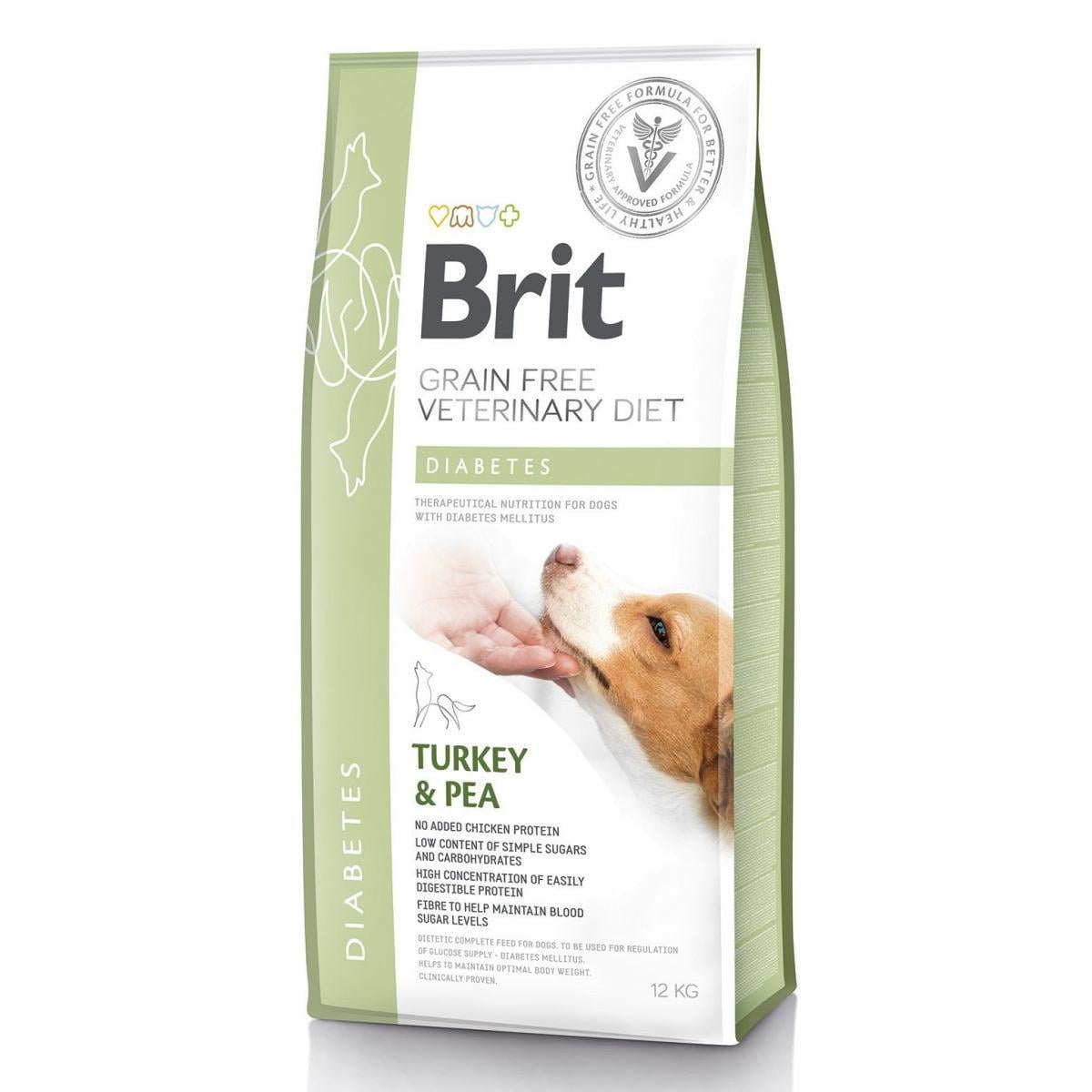 Корм Brit GF VetDiets Dog Diabetes 12 кг при сахарном диабете с индейкой и горохом